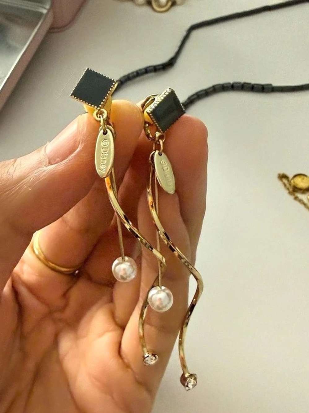 Disney Gold & Black Drop Earrings
